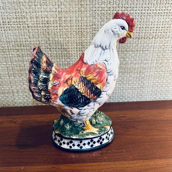 Vintage Other - VTG 1998 Painted & Glazed Ceramic Hen Chicken Figurine 10"H